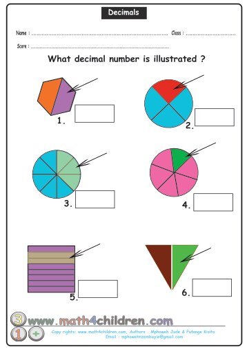 illustrated decimals worksheet - Math for Children