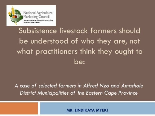 Subsistance livestock farmers - NAMC
