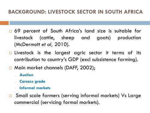 Subsistance livestock farmers - NAMC