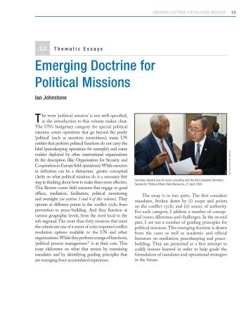 Emerging Doctrine for Political Missions - Center on International ...
