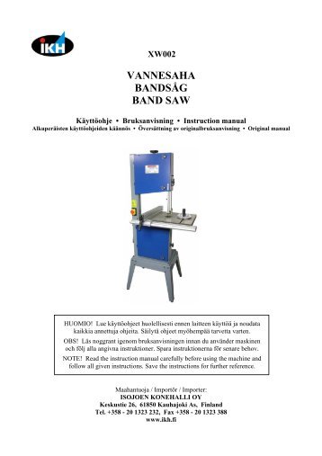 xw002 vannesaha bandsÃ¥g band saw - IKH Service