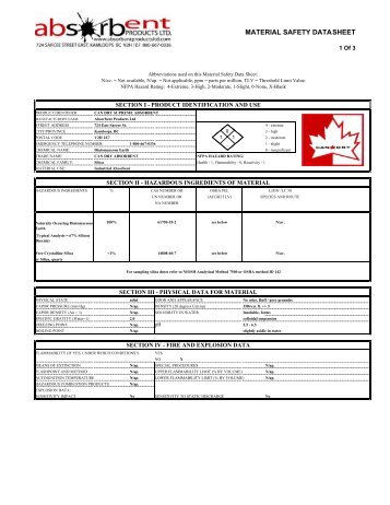 MSDS 2013 - Can Dry Supreme Absorbent - Absorbent Products Ltd