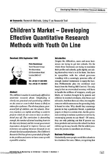 Children's Market - Developing Effective Quantitative ... - Emerald