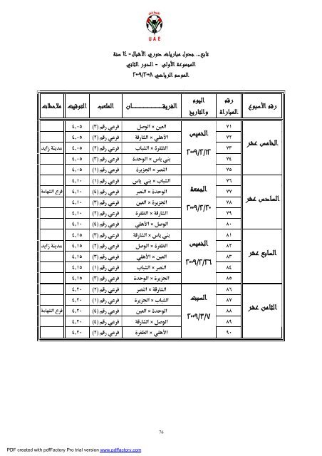 ïº³ï»¨ïº - Ø§ØªØ­Ø§Ø¯ Ø§ÙØ¥ÙØ§Ø±Ø§Øª ÙÙØ±Ø© Ø§ÙÙØ¯Ù