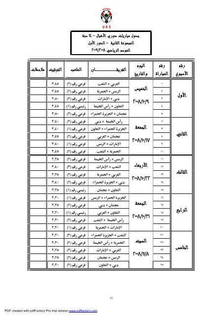 ïº³ï»¨ïº - Ø§ØªØ­Ø§Ø¯ Ø§ÙØ¥ÙØ§Ø±Ø§Øª ÙÙØ±Ø© Ø§ÙÙØ¯Ù