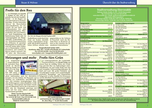 Stadtmagazin Eberswalde 2007 - Stadtmagazin BS GmbH