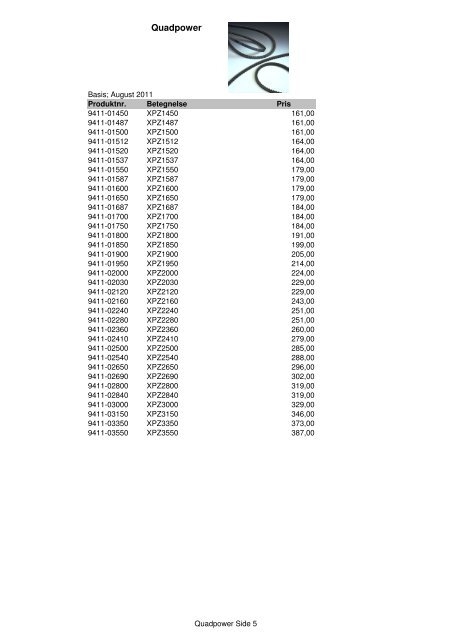 Kileremme og tandremme Prisliste 2011 - Brd. Klee A/S