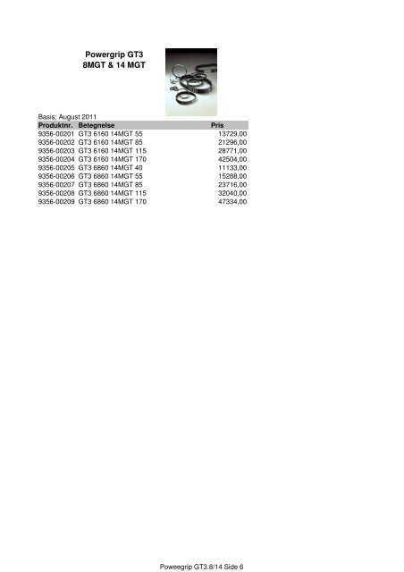 Kileremme og tandremme Prisliste 2011 - Brd. Klee A/S