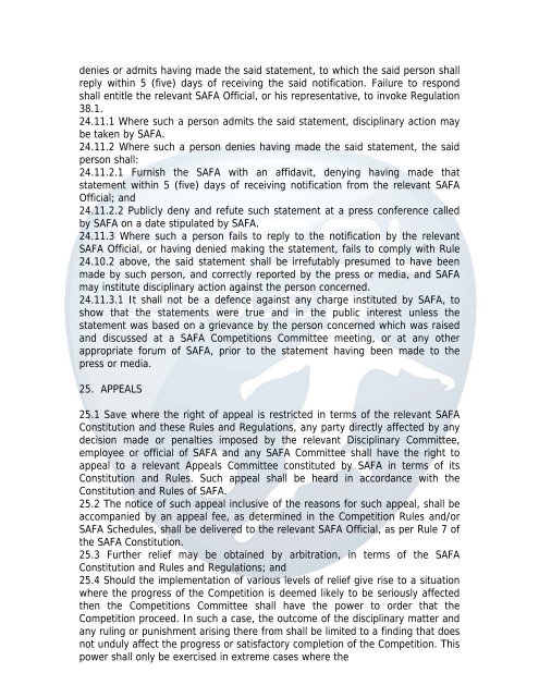 Rules & Regulations - South African Football Association