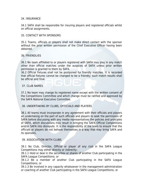 Rules & Regulations - South African Football Association