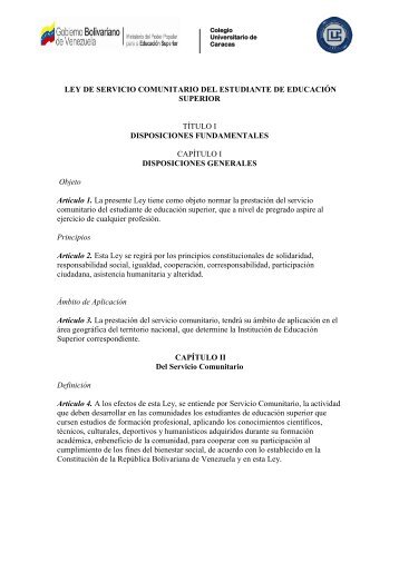 Ley del Servicio Comunitario - Colegio Universitario de Caracas