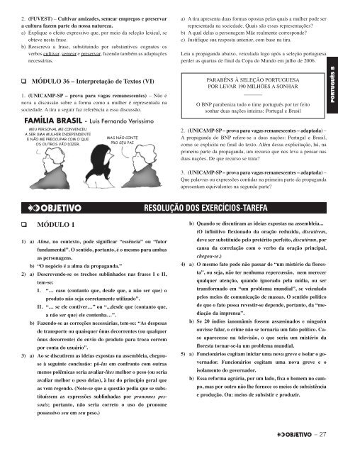 EXERCÃCIOS-TAREFA - ColÃ©gio OBJETIVO