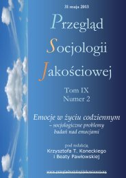 Tom IX Numer 2 Emocje w Å¼yciu codziennym - Qualitative Sociology ...