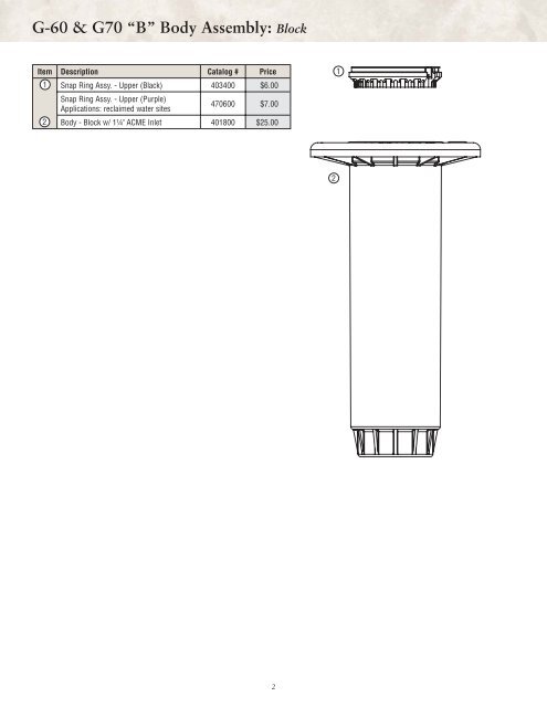 70108-Golf Rotors Parts List.pdf - Diamond Head Sprinkler Supply