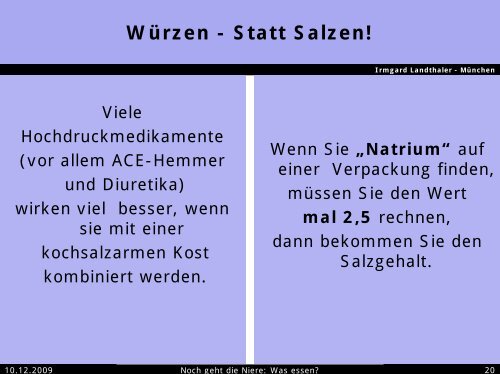 Noch geht die Niere: Was essen? - AKE