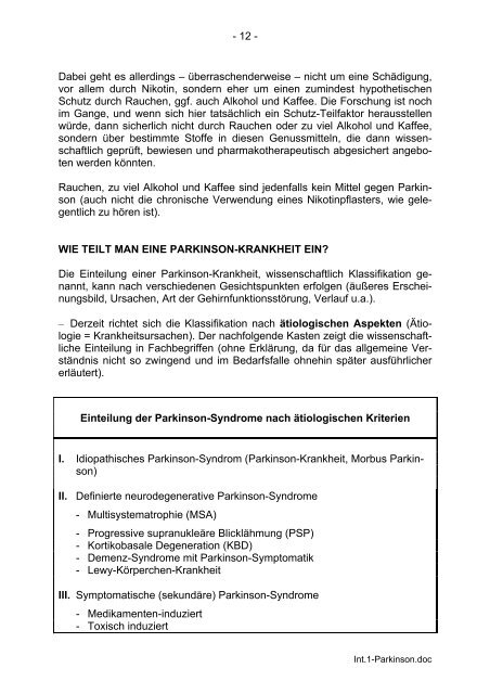 parkinson-krankheit - Arbeitsgemeinschaft Psychosoziale Gesundheit