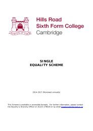 SINGLE EQUALITY SCHEME - Hills Road Sixth Form College