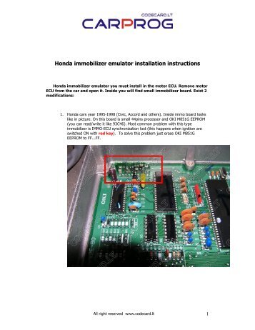 Honda immobilizer emulator installation instructions - noimmo
