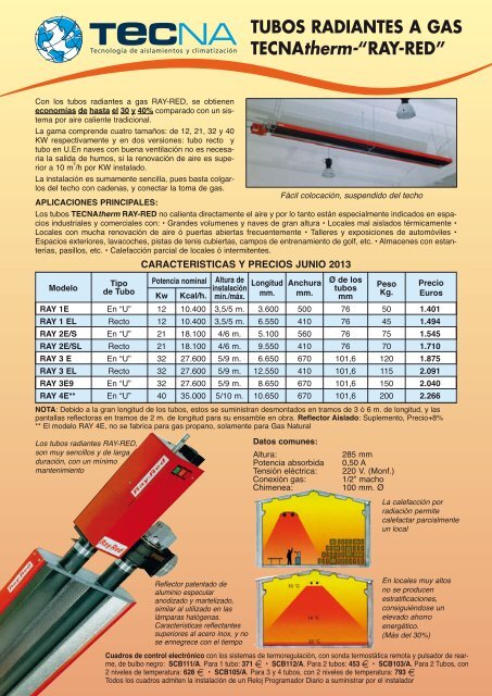 Tubo Radiante a Gas RAY RED - Tecna