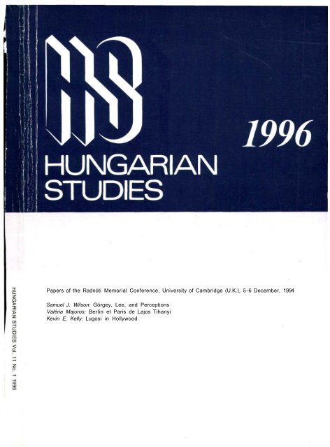 HUNGARIAN STUDIES 11. No. 1. NemzetkÃ¶zi Magyar ... - EPA