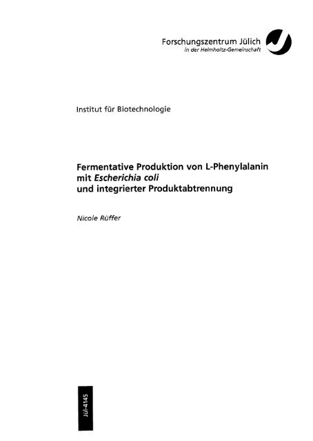 Fermentative Produktion von L-Phenylalanin m i t Escherichia coli