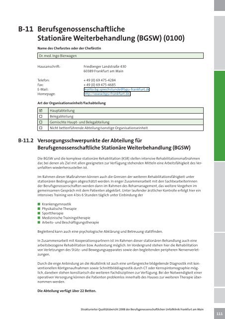 Qualitätsbericht 2008 (PDF) - Berufsgenossenschaftliche Unfallklinik ...