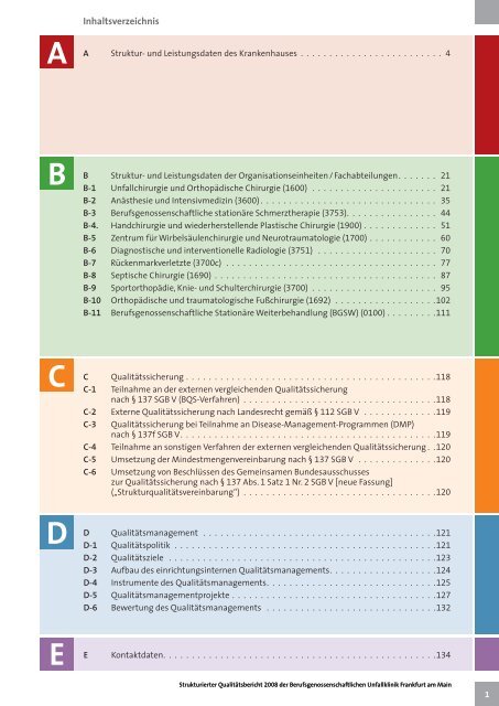 Qualitätsbericht 2008 (PDF) - Berufsgenossenschaftliche Unfallklinik ...