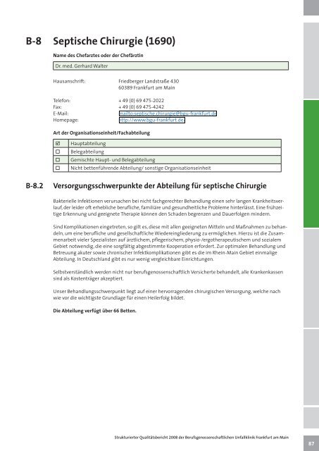 Qualitätsbericht 2008 (PDF) - Berufsgenossenschaftliche Unfallklinik ...