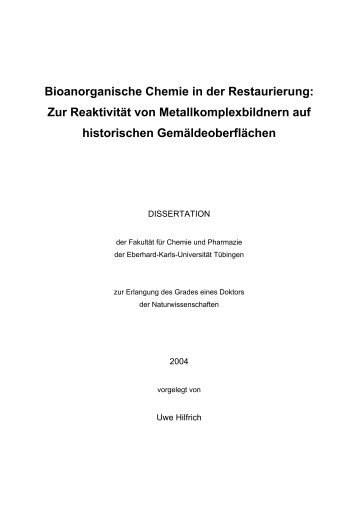 Bioanorganische Chemie in der Restaurierung - TOBIAS-lib ...