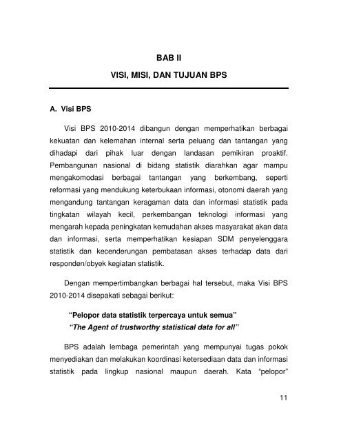 Rencana Strategis BPS 2010-2014 - Satu Pemerintah