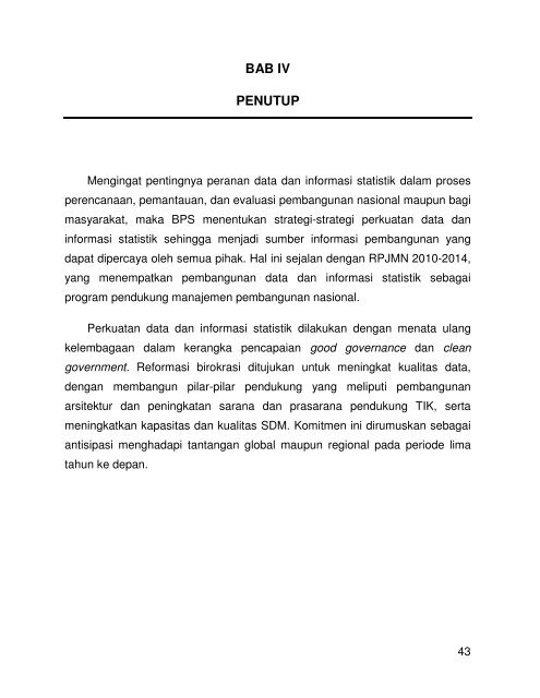 Rencana Strategis BPS 2010-2014 - Satu Pemerintah