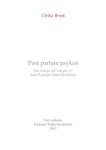 Post partum (pdf) - Psykiatrin Södra