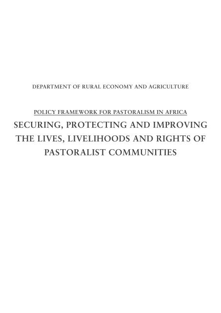 Policy framework for Pastoralism in Africa