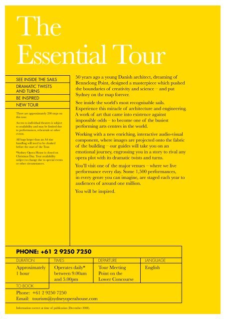 2009 /10 Tourism Sales Manual - Sydney Opera House