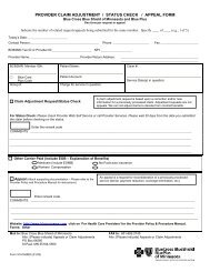 Provider Claim Adjustment / Status Check / Appeal Form