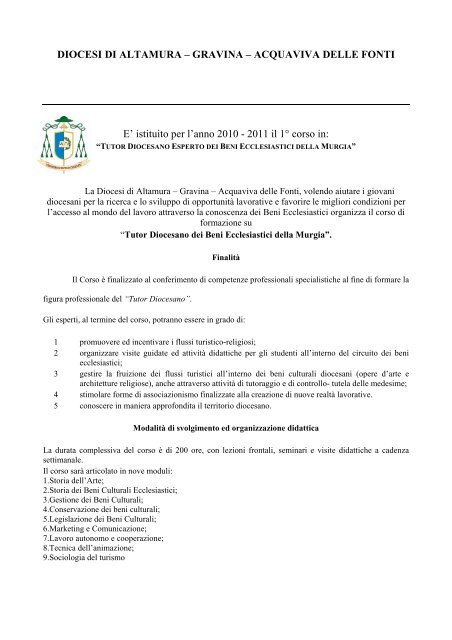 DIOCESI DI ALTAMURA – GRAVINA – ACQUAVIVA DELLE FONTI ...