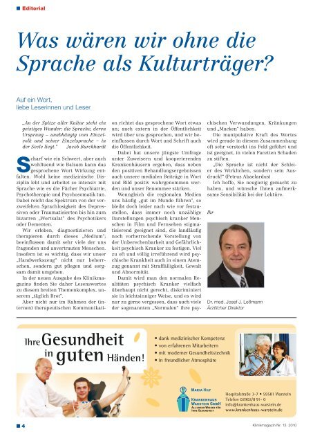 Klinkmagazin 13 2010 - Klinikmagazin