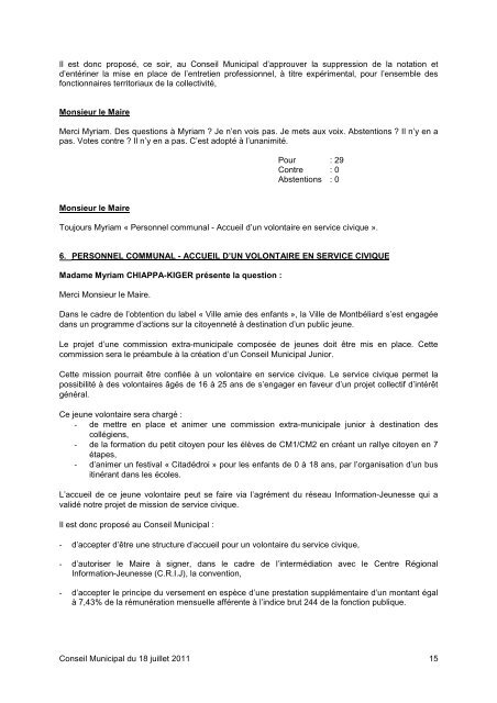 Consulter le Procès-verbal du 18 juillet 2011 - Montbéliard