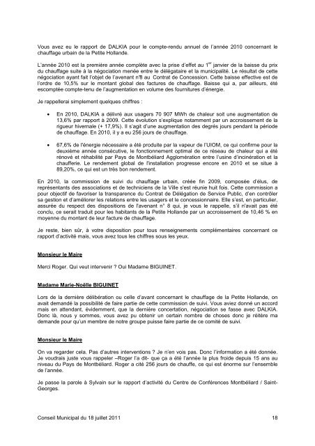 Consulter le Procès-verbal du 18 juillet 2011 - Montbéliard