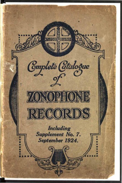 Complete Catalogue of Zonophone Records 1924 - British Library ...