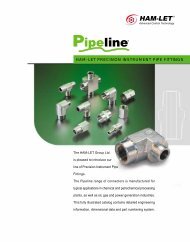 HAM-LET PRECISION INSTRUMENT PIPE FITTINGS - Duhig