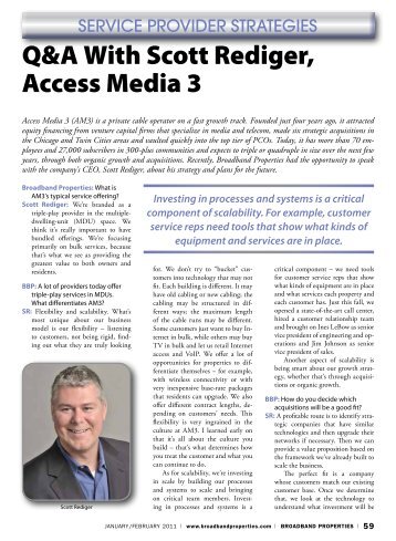 Q&A With Scott Rediger, Access Media 3 - Broadband Properties