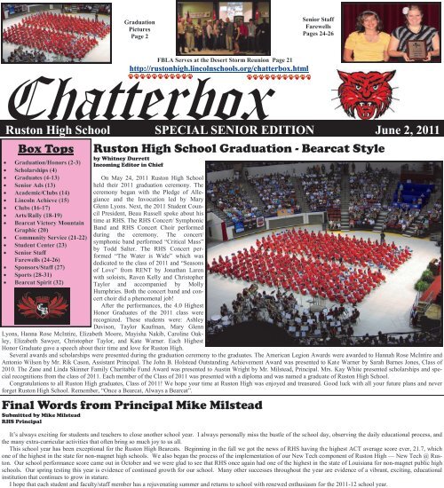 June 2011 Chatterbox - Ruston High School