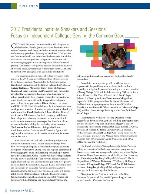 View a PDF of this issue. - The Council of Independent Colleges