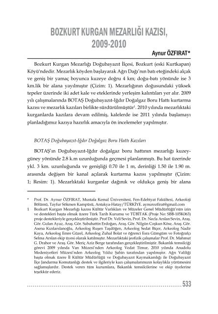 KAZI SONUÇLARI TOPLANTISI 1. CİLT - kulturvarliklari.gov.tr