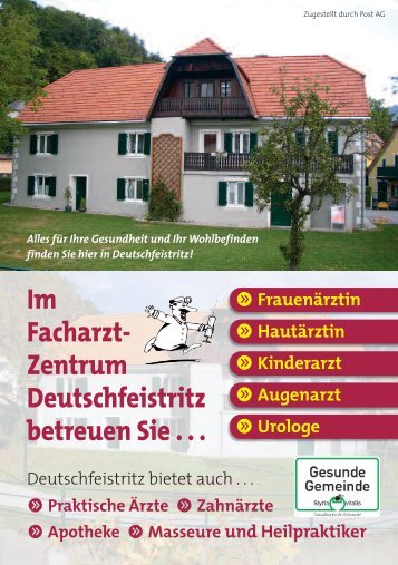 Im Facharzt- Zentrum Deutschfeistritz betreuen Sie - Marktgemeinde ...