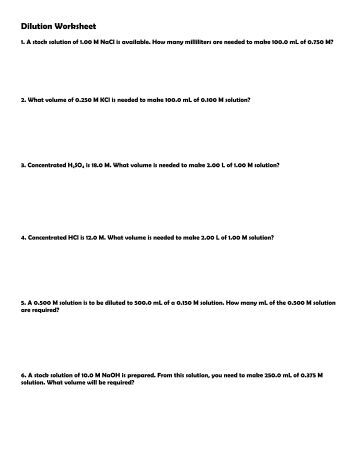 Worksheet Dilutions Worksheet dilutions worksheet name dilution homework mrs