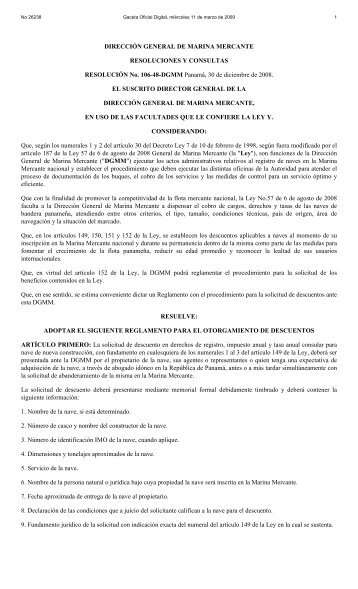 DIRECCIÓN GENERAL DE MARINA MERCANTE RESOLUCIONES ...