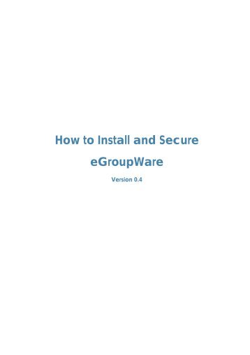 How to install and secure egroupware - Directory UMM