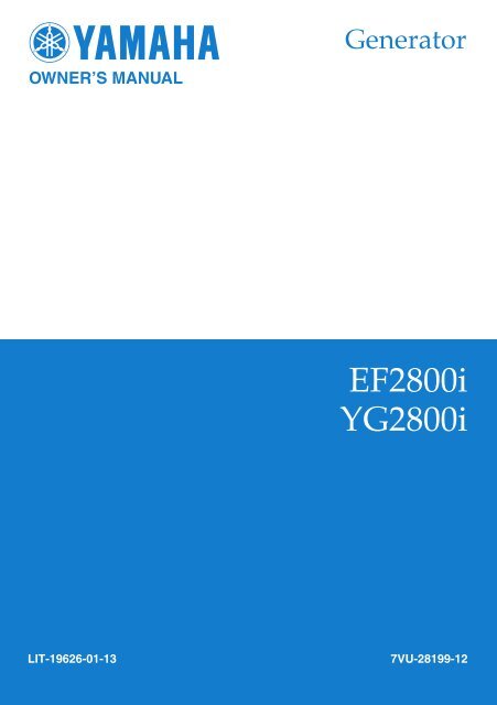 EF2800i, YG2800i Owner's Manual - Yamaha